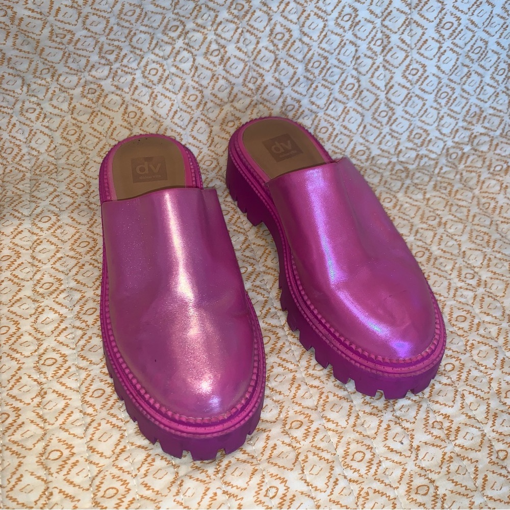 DOLCE VITA Metallic Pink Mules Slip Ons Clogs Shoes size 6.5